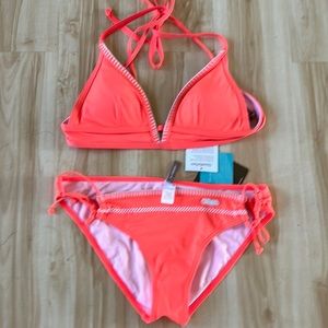 Lascana orange halter bikini small adjustable sides